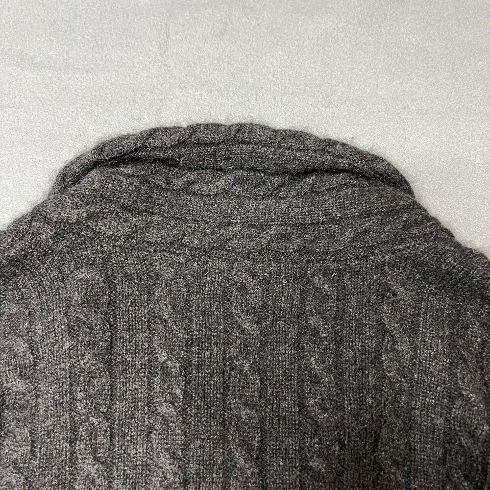 Lauren Ralph Lauren Sweater Women's Medium Gray Cashmere Cable Knit Shawl Collar - Picture 6 of 10